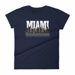 Miami Florida Skyline Silhouette and Reflection Women's T-Shirt - Image 4