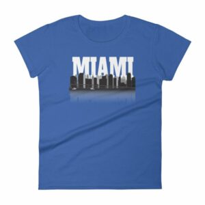 Miami Florida Skyline Silhouette and Reflection Women's T-Shirt - Image 9