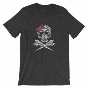 Hairdresser Skull Scissors and Bow Zentangle Style T-Shirt - Image 8