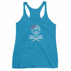 Hairdresser Skull Scissors and Bow Zentangle Style Women's tank top - Image 11