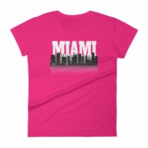 Miami Florida Skyline Silhouette and Reflection Women's T-Shirt - Image 14