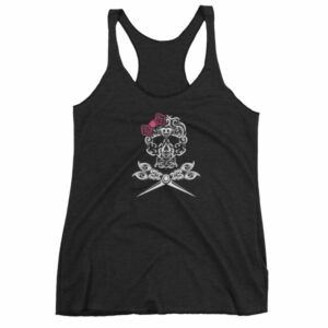 Hairdresser Skull Scissors and Bow Zentangle Style Women's tank top