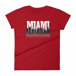 Miami Florida Skyline Silhouette and Reflection Women's T-Shirt - Image 15