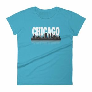 Chicago The Windy City Skyline and Reflection Women's T-Shirt - Image 11