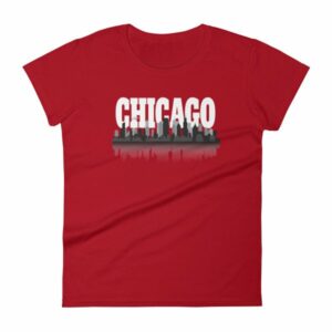 Chicago The Windy City Skyline and Reflection Women's T-Shirt - Image 15