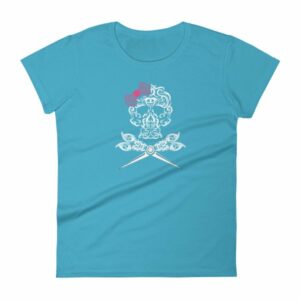 Hairdresser Skull Scissors and Bow Zentangle Style Women's T-Shirt - Image 8