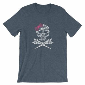 Hairdresser Skull Scissors and Bow Zentangle Style T-Shirt - Image 9