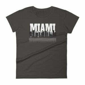 Miami Florida Skyline Silhouette and Reflection Women's T-Shirt - Image 2