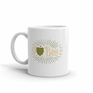I Love Beer Heart Shaped Hops Retro Style Beer Lovers Mug - Image 2