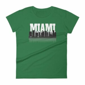Miami Florida Skyline Silhouette and Reflection Women's T-Shirt - Image 8