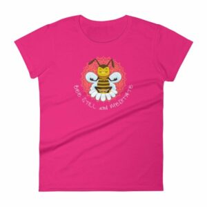 Bee Still and Meditate Meditating Bee Buddhism yoga Women's T-Shirt - Image 15