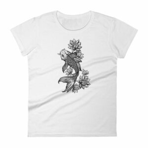 Koi Fish With Lotus Flowers Koi Fish Lovers Women's T-Shirt - Image 2