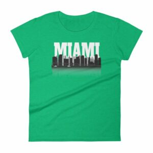Miami Florida Skyline Silhouette and Reflection Women's T-Shirt - Image 10