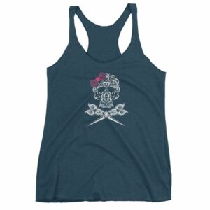 Hairdresser Skull Scissors and Bow Zentangle Style Women's tank top - Image 3
