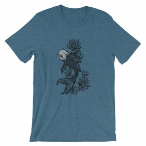 Koi Fish With Lotus Flowers Koi Fish Lovers T-Shirt - Image 3