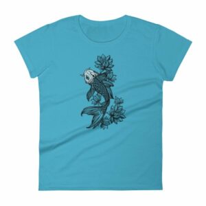 Koi Fish With Lotus Flowers Koi Fish Lovers Women's T-Shirt - Image 9