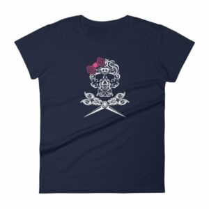 Hairdresser Skull Scissors and Bow Zentangle Style Women's T-Shirt - Image 4