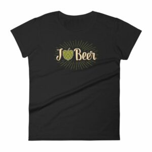 I Love Beer Heart Shaped Hops Retro Style Beer Lovers Women's T-Shirt