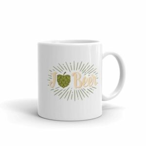 I Love Beer Heart Shaped Hops Retro Style Beer Lovers Mug