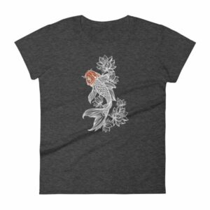 Koi Fish With Lotus Flowers Koi Fish Lovers Women's T-Shirt - Image 3