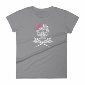 Hairdresser Skull Scissors and Bow Zentangle Style Women's T-Shirt - Image 5