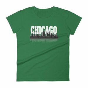 Chicago The Windy City Skyline and Reflection Women's T-Shirt - Image 8