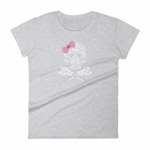 Hairdresser Skull Scissors and Bow Zentangle Style Women's T-Shirt - Image 7