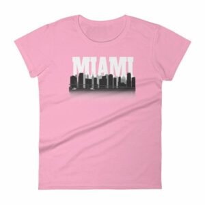 Miami Florida Skyline Silhouette and Reflection Women's T-Shirt - Image 13