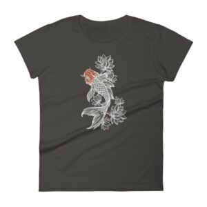 Koi Fish With Lotus Flowers Koi Fish Lovers Women's T-Shirt - Image 2
