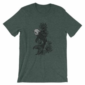 Koi Fish With Lotus Flowers Koi Fish Lovers T-Shirt - Image 4