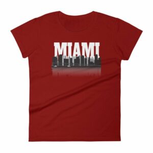 Miami Florida Skyline Silhouette and Reflection Women's T-Shirt - Image 12