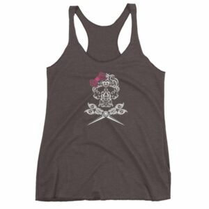 Hairdresser Skull Scissors and Bow Zentangle Style Women's tank top - Image 2