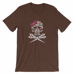 Hairdresser Skull Scissors and Bow Zentangle Style T-Shirt - Image 2