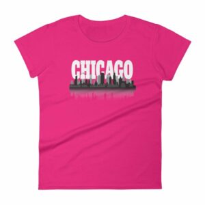 Chicago The Windy City Skyline and Reflection Women's T-Shirt - Image 14