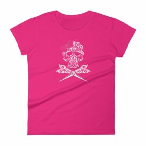 Hairdresser Skull Scissors and Bow Zentangle Style Women's T-Shirt - Image 10