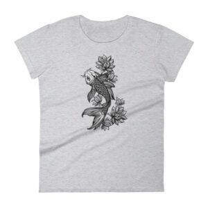 Koi Fish With Lotus Flowers Koi Fish Lovers Women's T-Shirt - Image 4