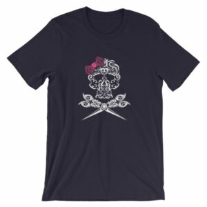 Hairdresser Skull Scissors and Bow Zentangle Style T-Shirt - Image 7