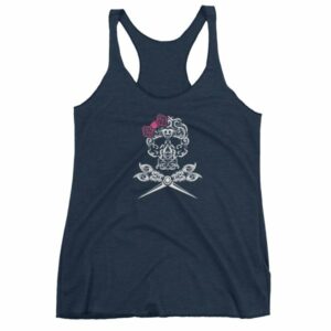 Hairdresser Skull Scissors and Bow Zentangle Style Women's tank top - Image 5