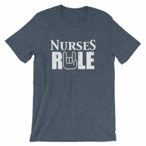 Nurses Rule Rock On Hand Nurse Support T-Shirt - Image 8