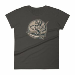 Surfing T-Rex Cool Surfing Dinosaur Women's T-Shirt - Image 2