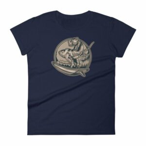 Surfing T-Rex Cool Surfing Dinosaur Women's T-Shirt - Image 4