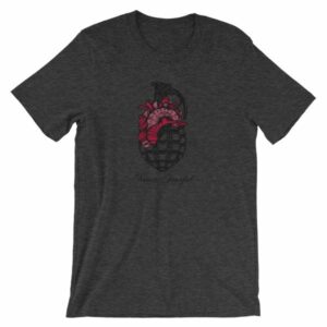 Never Fearful Heart Hand Grenade Retro Art T-Shirt - Image 7
