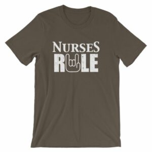 Nurses Rule Rock On Hand Nurse Support T-Shirt - Image 7