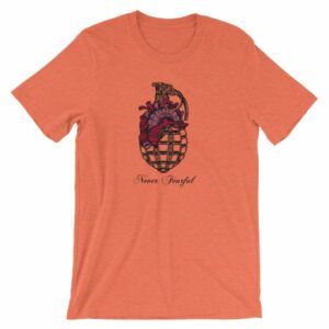 Never Fearful Heart Hand Grenade Retro Art T-Shirt - Image 13
