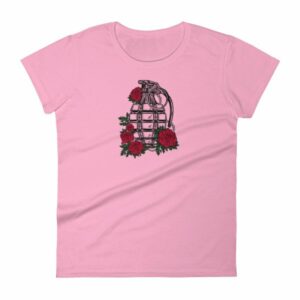 Grenade and Roses - Vintage Hand Grenade Tattoo Art Women's T-Shirt - Image 15