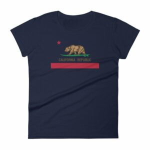 California Republic Surfing Bear State Flag Women's T-Shirt - Image 5