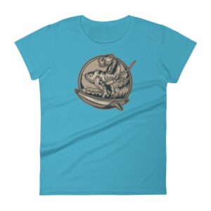 Surfing T-Rex Cool Surfing Dinosaur Women's T-Shirt - Image 12