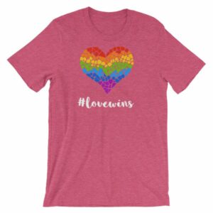Pride Hashtag Love Wins Mosaic Rainbow Heart Pride T-Shirt - Image 17