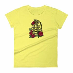 Grenade and Roses - Vintage Hand Grenade Tattoo Art Women's T-Shirt - Image 12