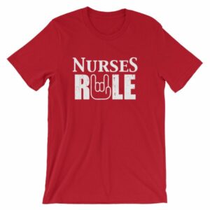 Nurses Rule Rock On Hand Nurse Support T-Shirt - Image 13
